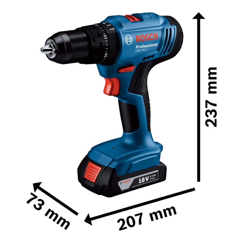 Taladro Percutor ½ Pulgada 18v Gsb 183 + 1 Bateria Bosch